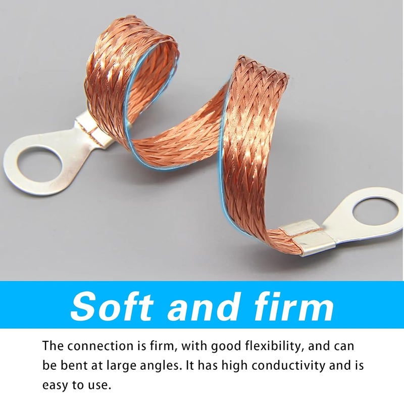 Arwrilt 5 PCS Engine Ground Straps, 10" & 13" Car Engine Ground Strap Kit, Metal Flat Braided Copper Ground Strap, Universal Vehicle Grounding Straps for Most Cars (Gold) - Image 3